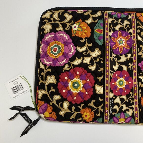 Vera Bradley 17" Laptop Sleeve Suzani Floral Quilted Soft Cotton Zip Top NEW - Picture 7 of 13